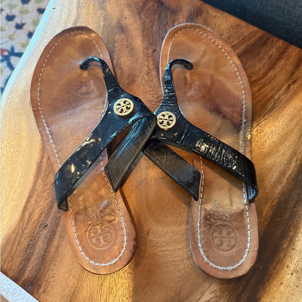 Tory Burch Patent Leather Thong Sandals